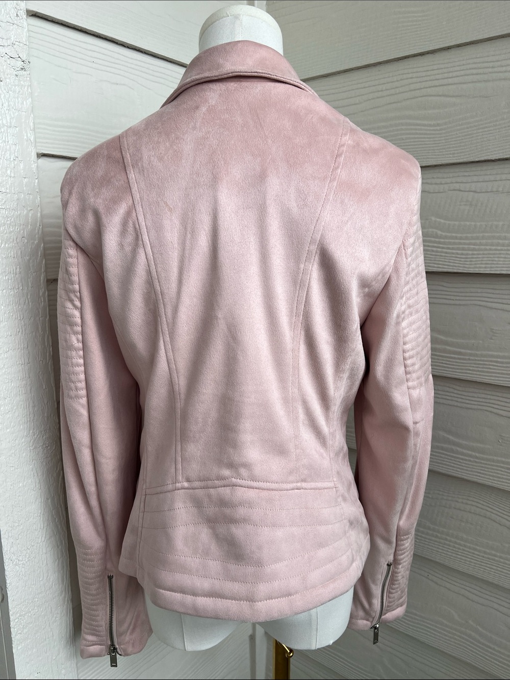Saks Fifth Avenue Blush Pink Suede Moto Jacket - Medium - Picture 4 of 16